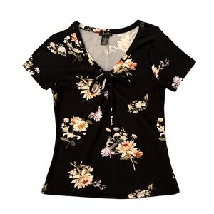 Justify Black Floral Short Sleeve Top